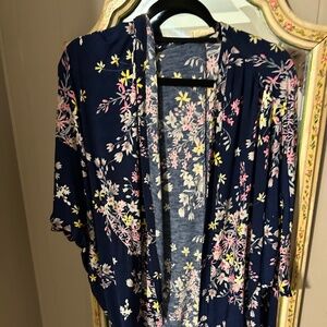 Floral 3/4 Sleeve Lightweight Cardigan